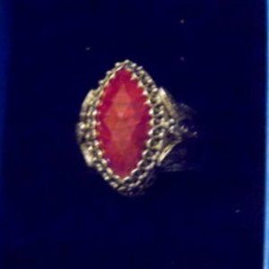 Ottoman Silver Jewelry Collection Marquise Red Corundum Ring Size 10